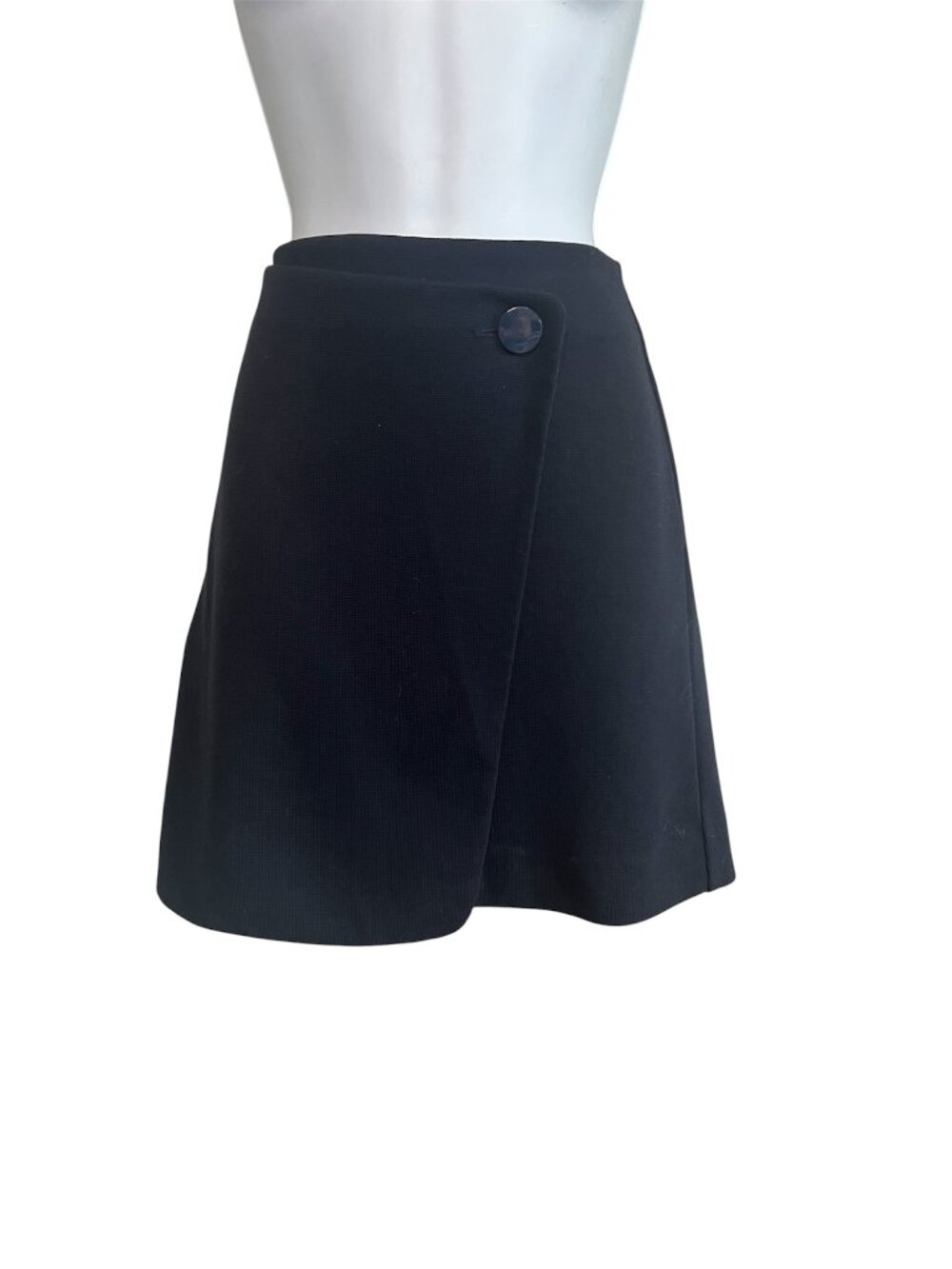 Petite Navy Wrap Mini Skirt